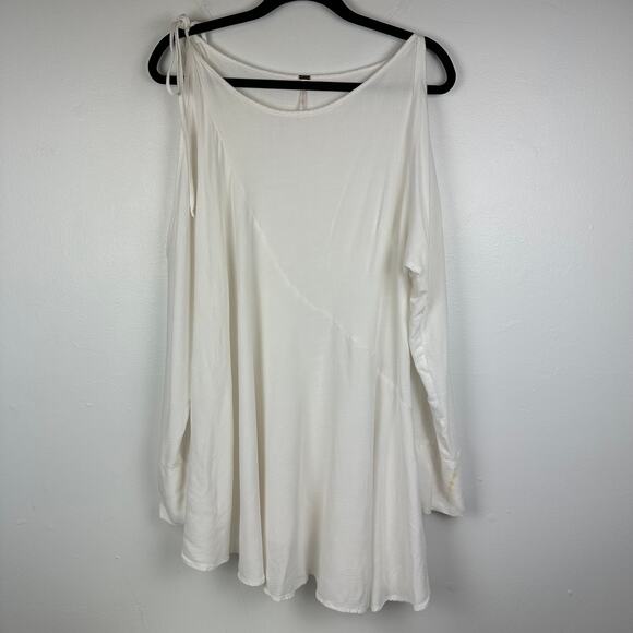 Free People Womens Clear Skies Cold Shoulder Long Sleeve White Mini Dress Small - Picture 2 of 8